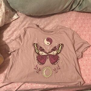Medium purple crop top with butterfly